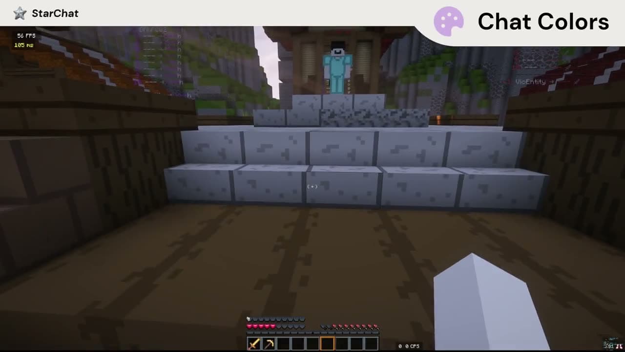 Player opening /chatcolor GUI, picking a color and seeing the live preview